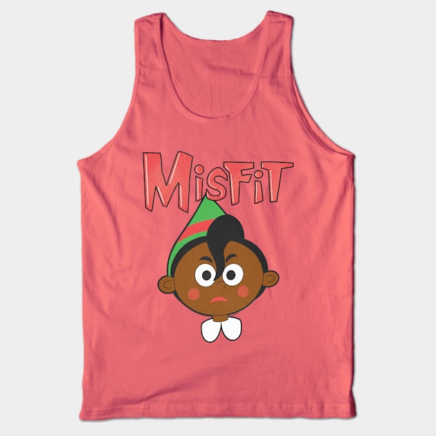 Misfit Elf 2 Red and Green Tank Top by LeMae Macabre